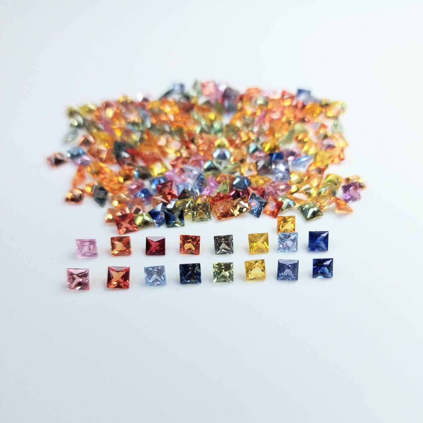 Premium Quality 3.5mm Natural Multi Sapphire Princess Cut Square Shape Faceted loose Gemstone for Jewelry Making