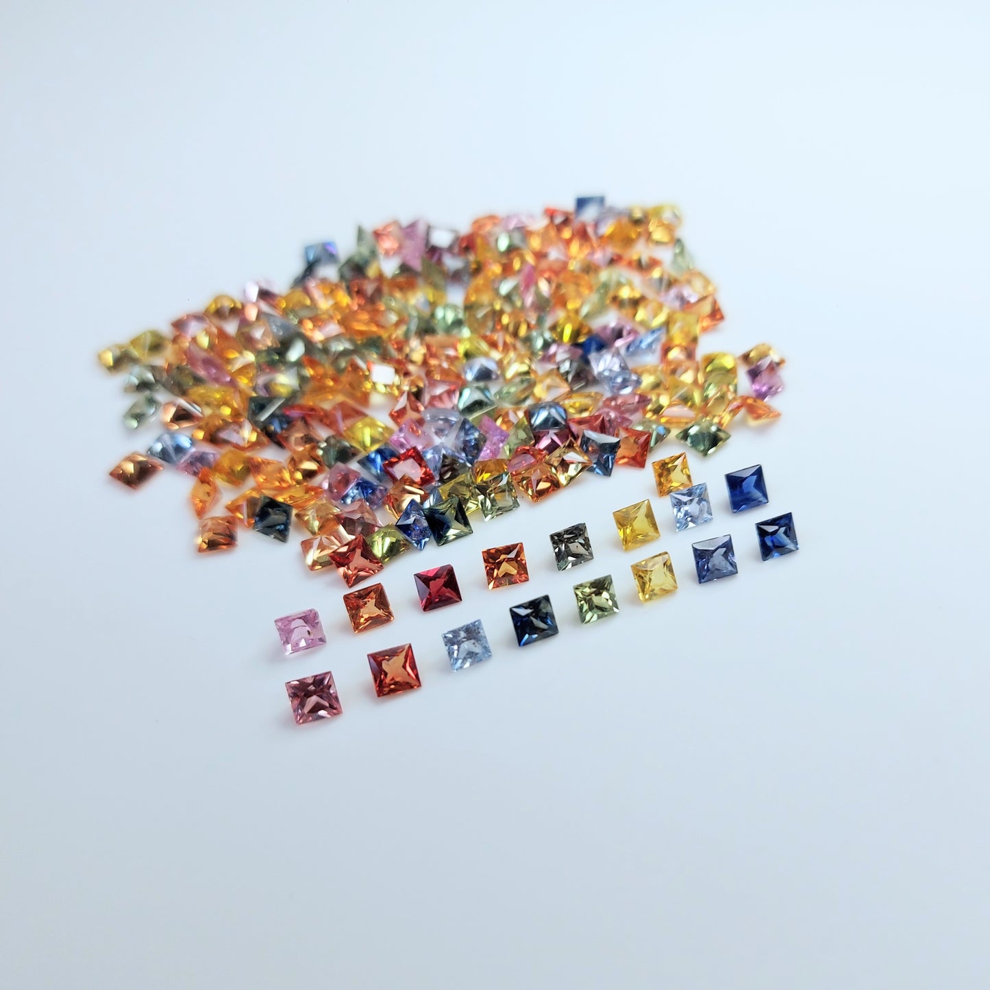 Premium Quality 3.5mm Natural Multi Sapphire Princess Cut Square Shape Faceted loose Gemstone for Jewelry Making