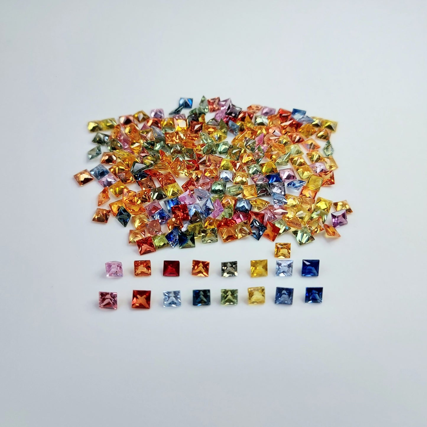 Premium Quality 3.5mm Natural Multi Sapphire Princess Cut Square Shape Faceted loose Gemstone for Jewelry Making