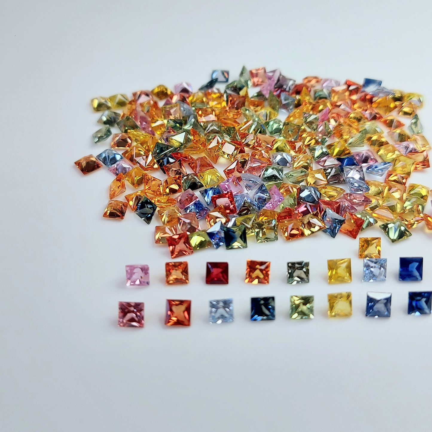 Premium Quality 3.5mm Natural Multi Sapphire Princess Cut Square Shape Faceted loose Gemstone for Jewelry Making