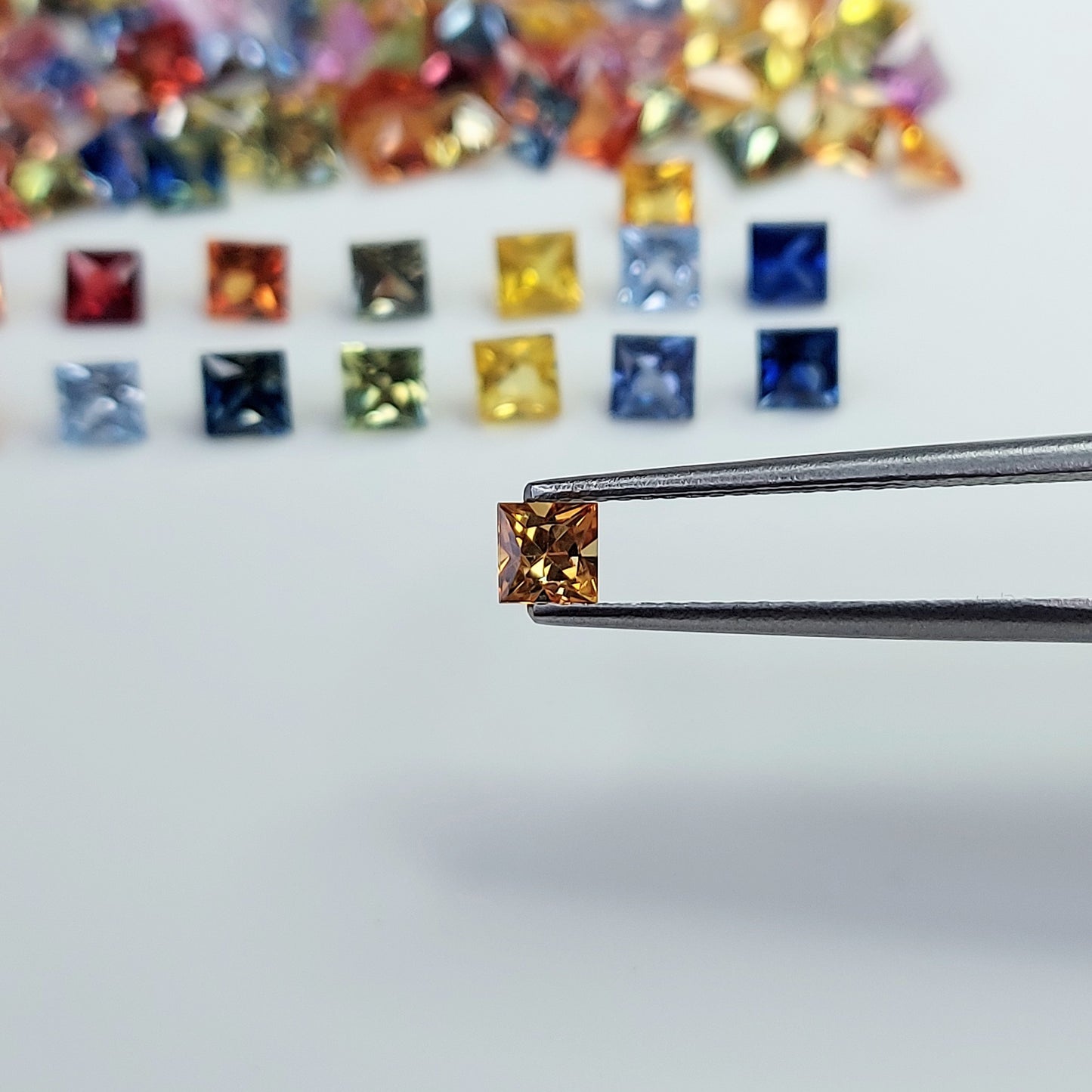 Premium Quality 3.5mm Natural Multi Sapphire Princess Cut Square Shape Faceted loose Gemstone for Jewelry Making