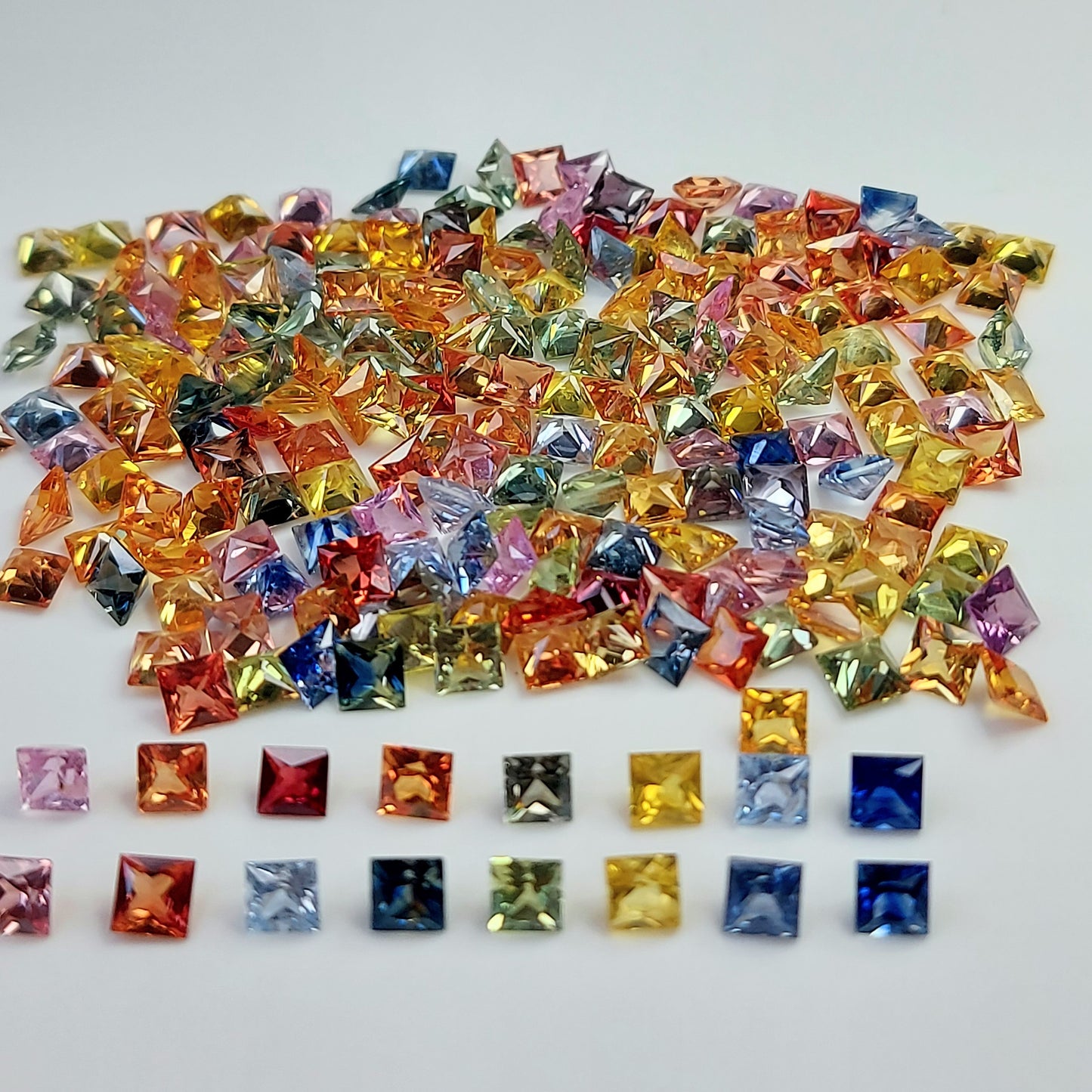 Premium Quality 3.5mm Natural Multi Sapphire Princess Cut Square Shape Faceted loose Gemstone for Jewelry Making