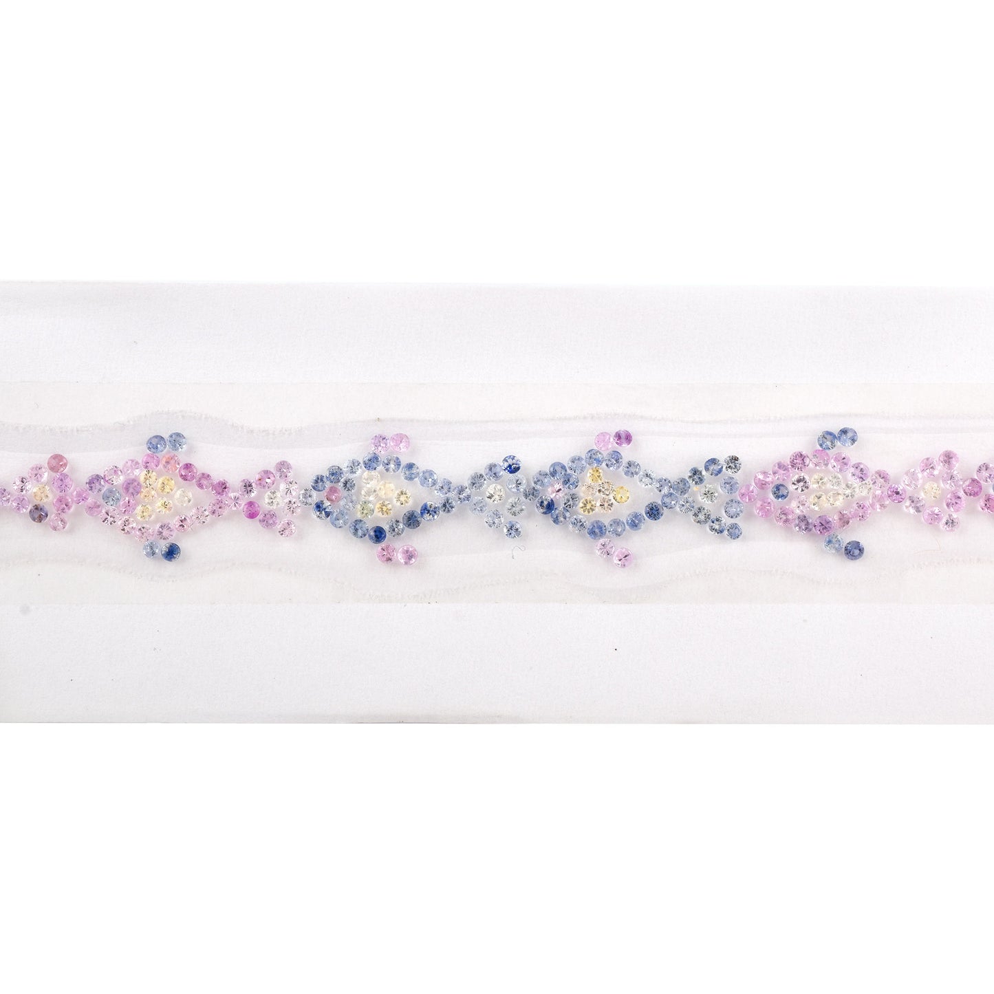 Natural Pink, Blue, and Yellow Sapphire Gemstones 3.87 cts. in Round Shape for Bracelet Making, Colorful Gemstone Bracelet in Silver & Gold