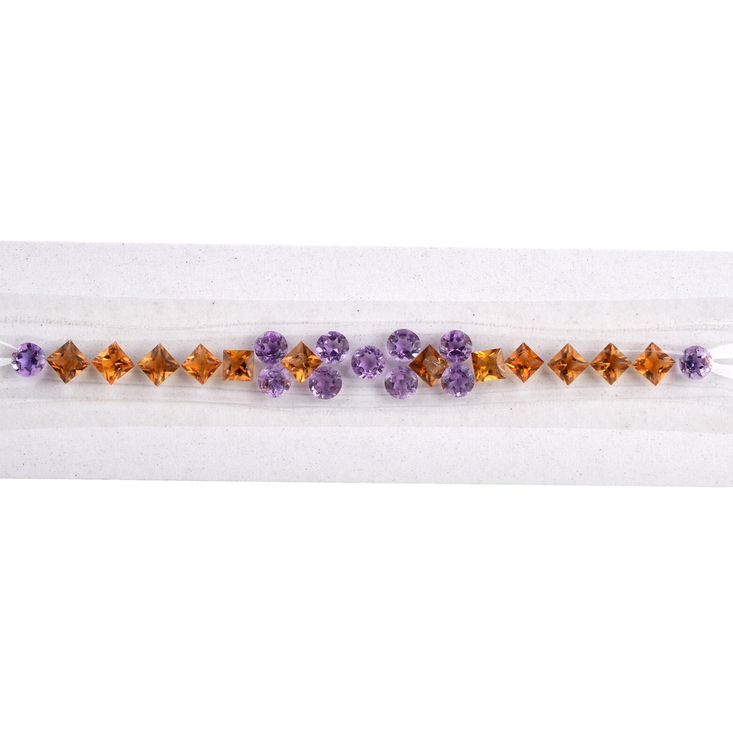 100% Natural Citrine and Amethyst Gemstones Size 5.5mm in Round, Square Shape 13.99cts, 7.10cts for Bracelet Making of Silver & Gold