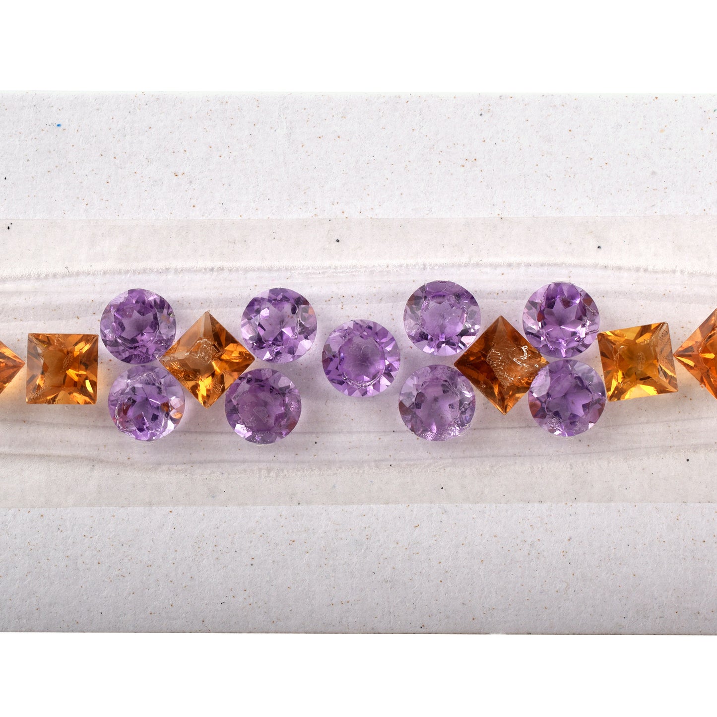 100% Natural Citrine and Amethyst Gemstones Size 5.5mm in Round, Square Shape 13.99cts, 7.10cts for Bracelet Making of Silver & Gold
