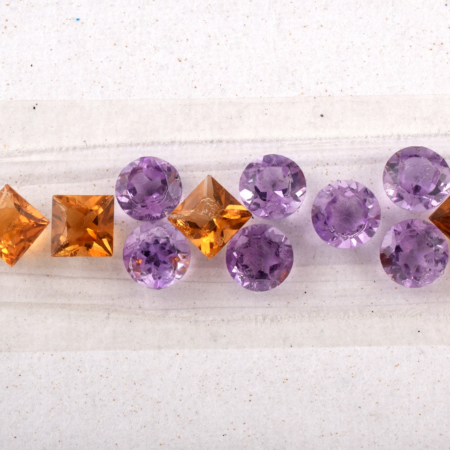 100% Natural Citrine and Amethyst Gemstones Size 5.5mm in Round, Square Shape 13.99cts, 7.10cts for Bracelet Making of Silver & Gold
