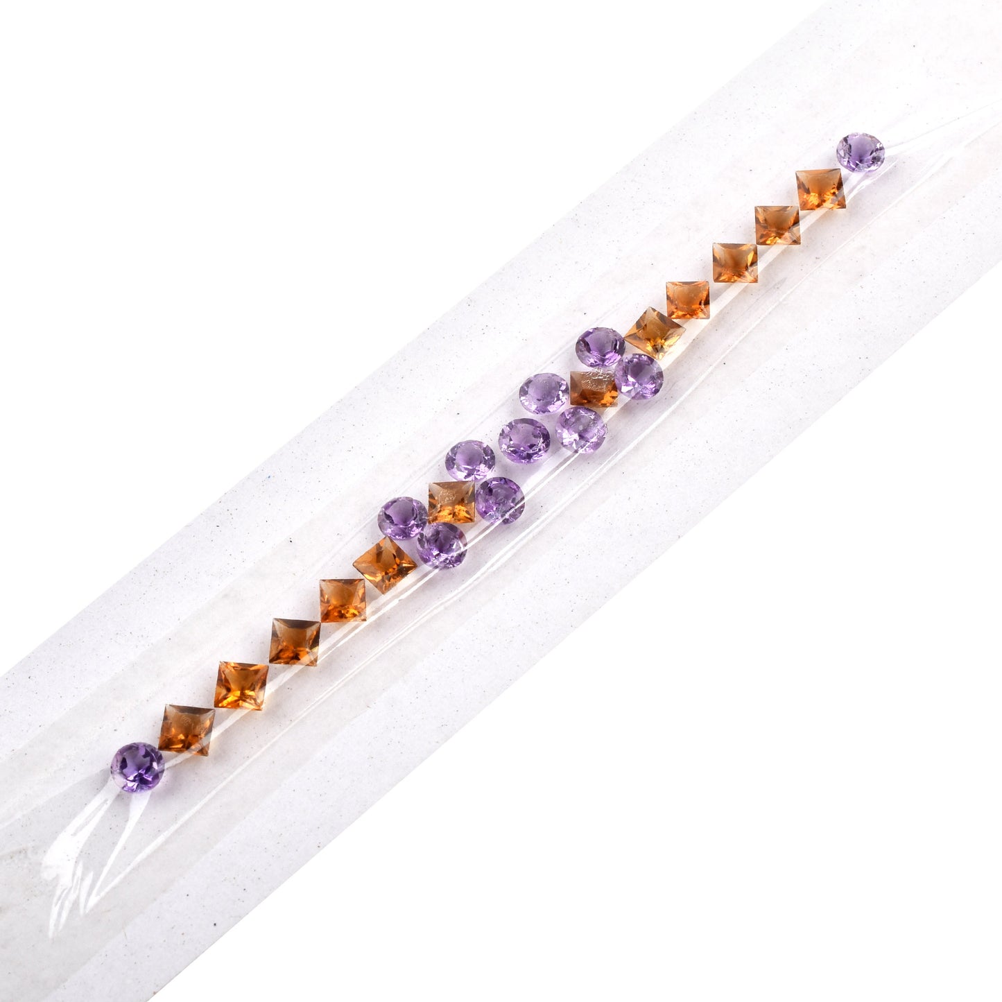 100% Natural Citrine and Amethyst Gemstones Size 5.5mm in Round, Square Shape 13.99cts, 7.10cts for Bracelet Making of Silver & Gold