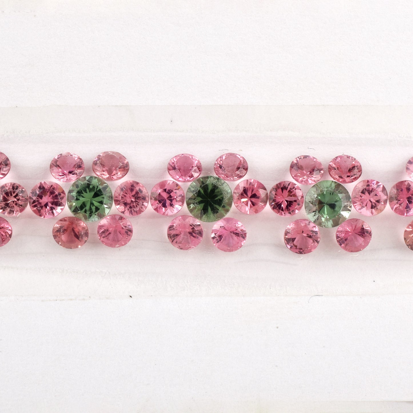 Natural Pink Green Tourmaline Fine Quality Gemstones Mixed Sizes 6.08cts, 3.96cts in Round Shape for Bracelet Making of Silver & Gold