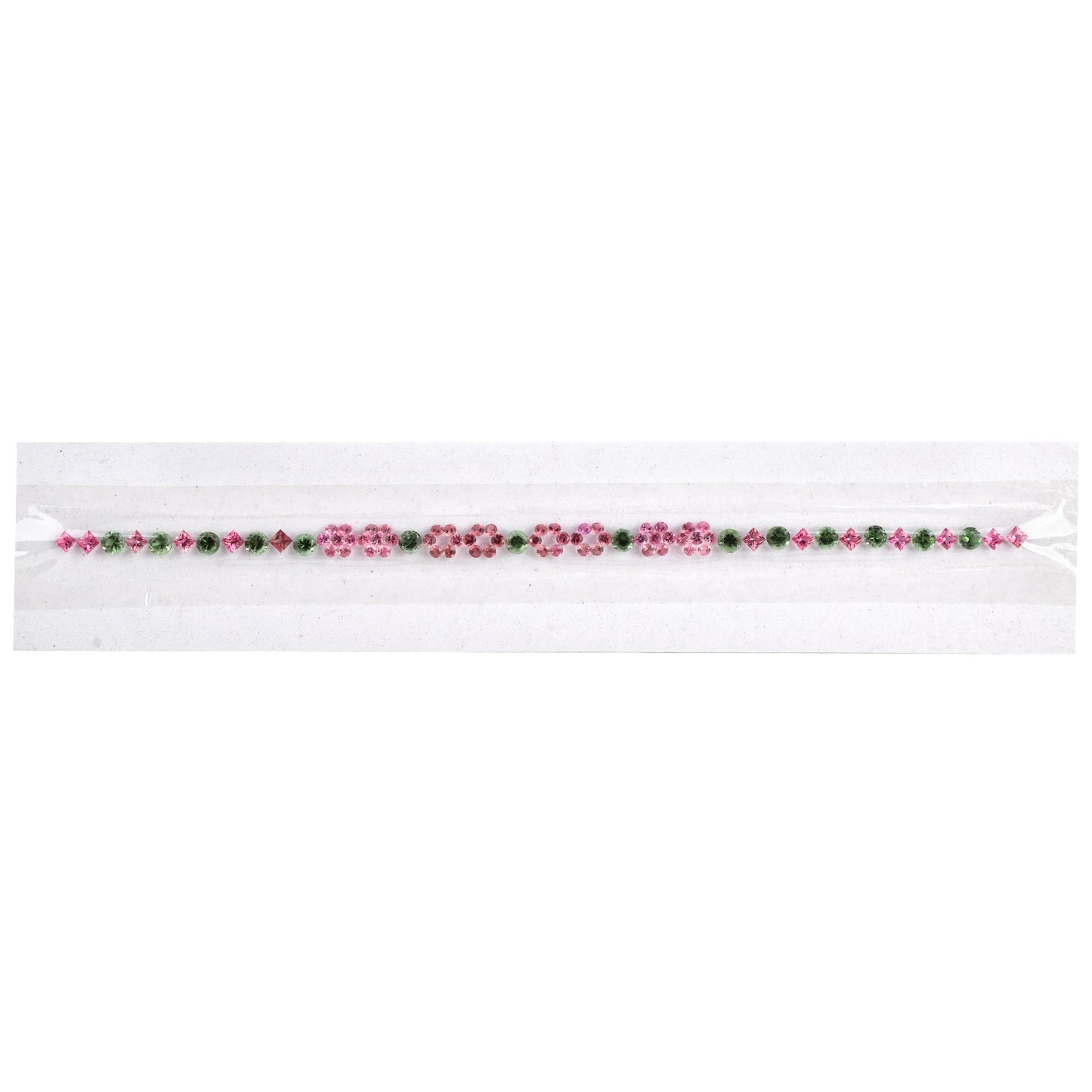 100% Natural Pink Green Tourmaline Gemstones 2.20cts, 5.17cts, 4.69cts Mix Sizes in Round, Square Shape for Bracelet Making of Silver & Gold