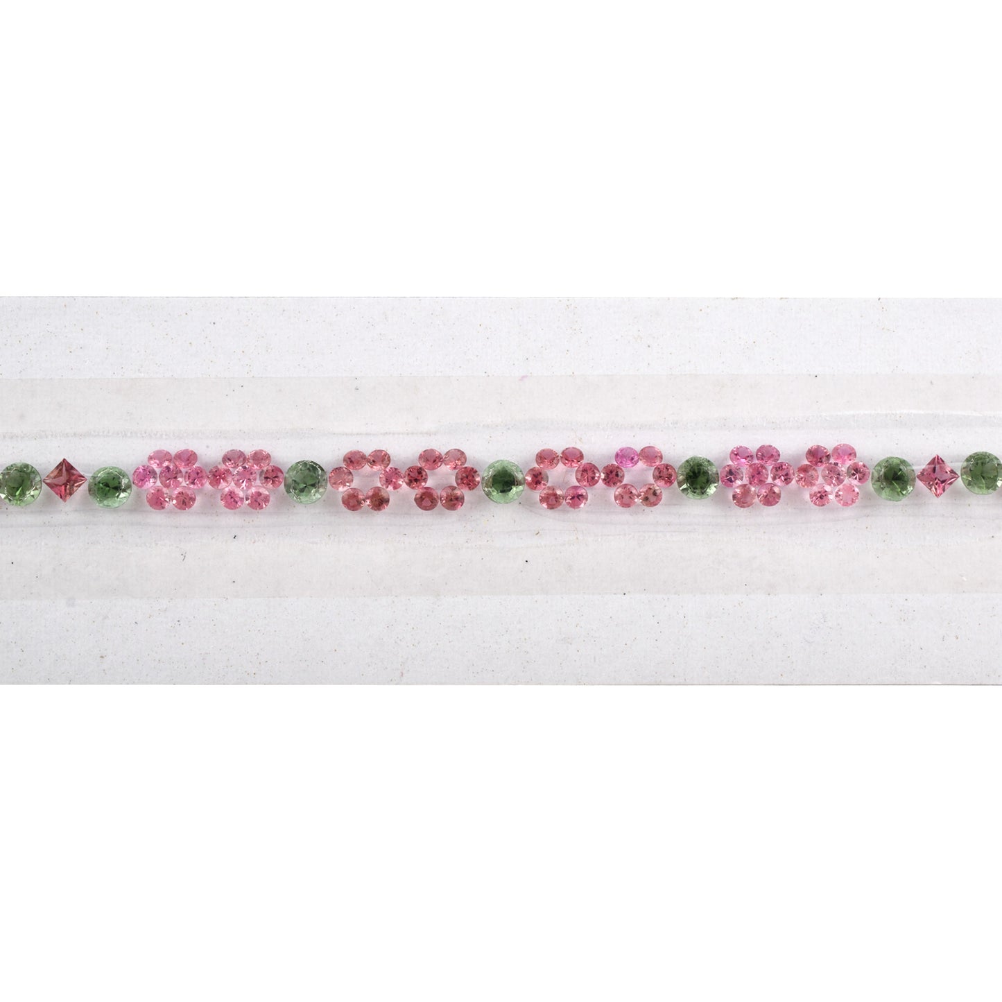 100% Natural Pink Green Tourmaline Gemstones 2.20cts, 5.17cts, 4.69cts Mix Sizes in Round, Square Shape for Bracelet Making of Silver & Gold