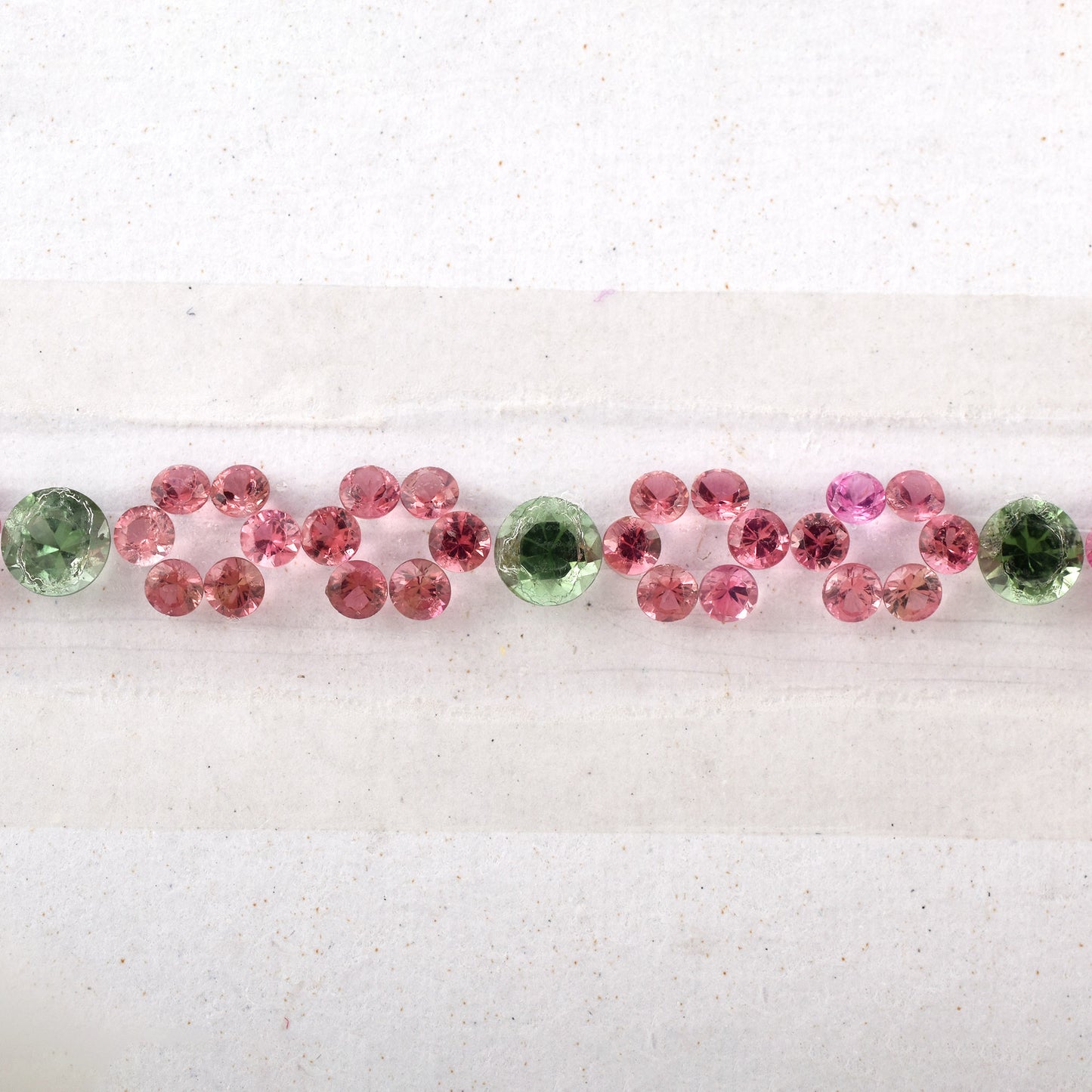 100% Natural Pink Green Tourmaline Gemstones 2.20cts, 5.17cts, 4.69cts Mix Sizes in Round, Square Shape for Bracelet Making of Silver & Gold