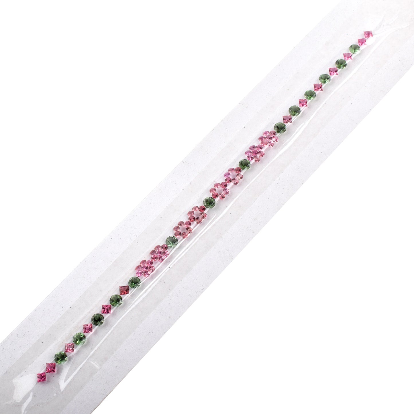 100% Natural Pink Green Tourmaline Gemstones 2.20cts, 5.17cts, 4.69cts Mix Sizes in Round, Square Shape for Bracelet Making of Silver & Gold
