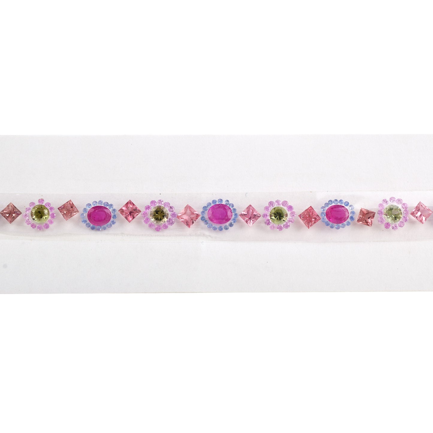 100% Natural Ruby, Green, Pink Tourmaline Blue, Pink Sapphire Gemstones Mix Sizes in Round, Oval Shape for Bracelet Making of Silver & Gold