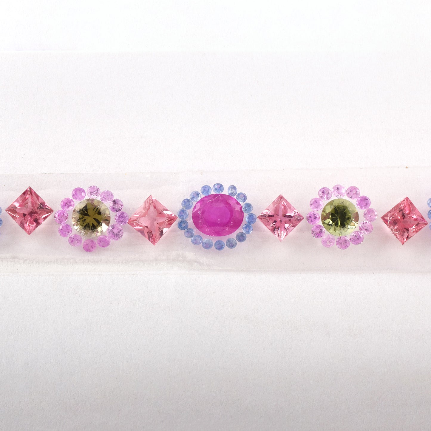 100% Natural Ruby, Green, Pink Tourmaline Blue, Pink Sapphire Gemstones Mix Sizes in Round, Oval Shape for Bracelet Making of Silver & Gold