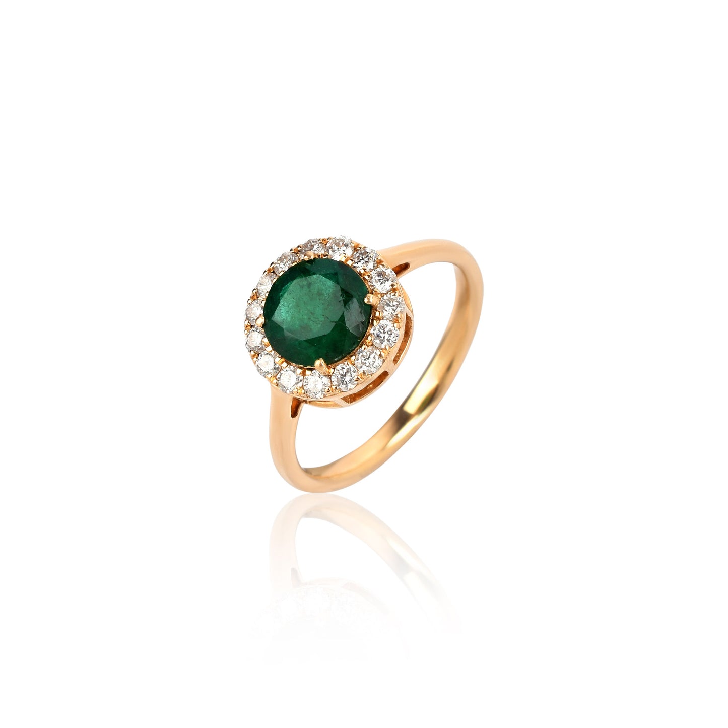 100% Natural Fine Quality Diamond & Emerald Gemstone 18K Yellow Gold Round Shape 3.00cts. May Birthstone Women's Ring at the Cheapest Price