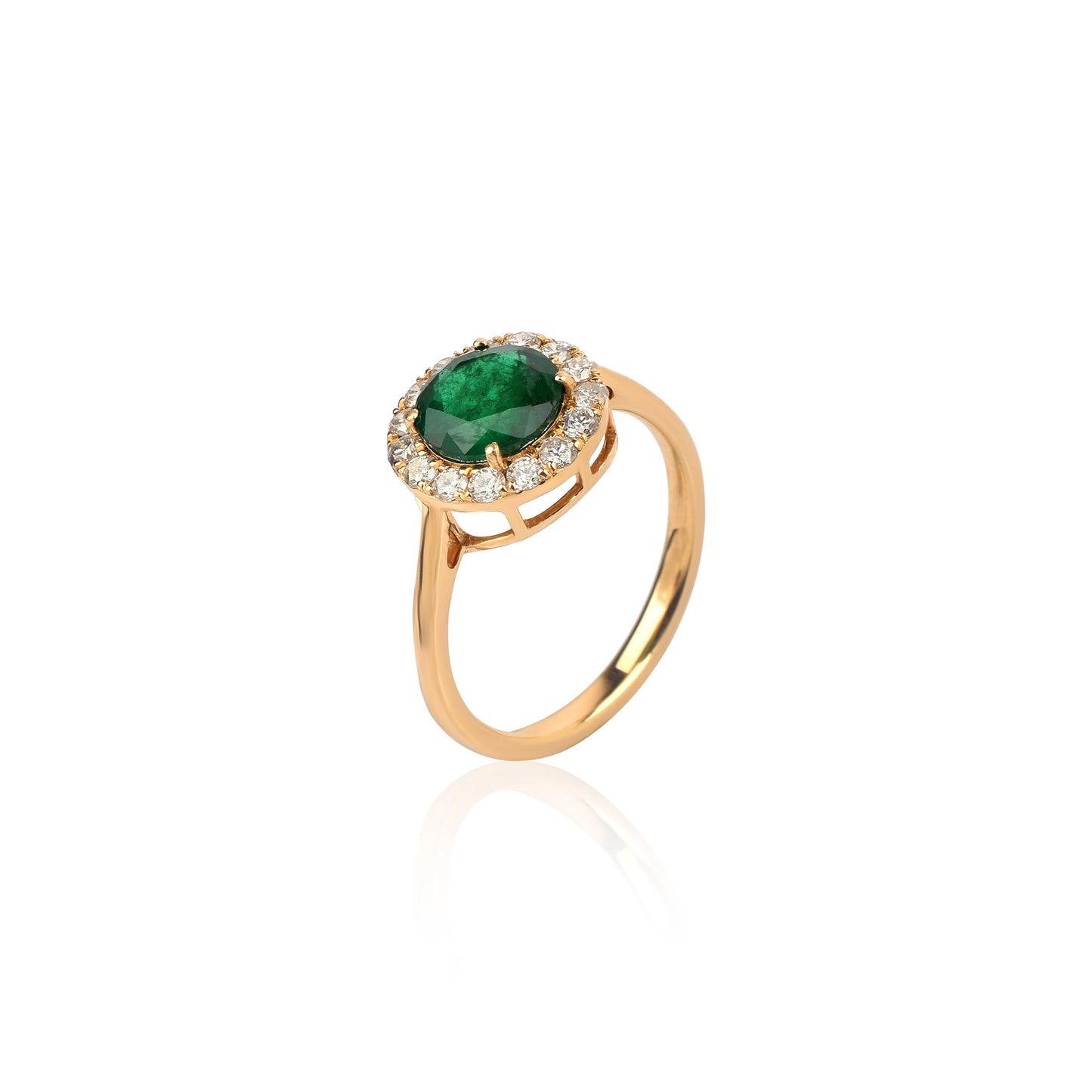 100% Natural Fine Quality Diamond & Emerald Gemstone 18K Yellow Gold Round Shape 3.00cts. May Birthstone Women's Ring at the Cheapest Price