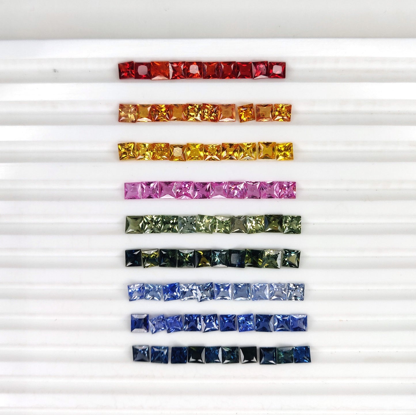 Premium Quality 4mm Natural Multi Sapphire Princess Cut Square Faceted loose gemstone for Jewelry Making