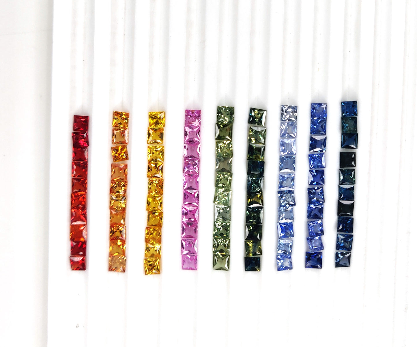 Premium Quality 4mm Natural Multi Sapphire Princess Cut Square Faceted loose gemstone for Jewelry Making