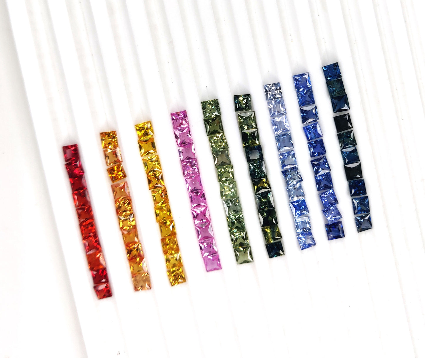 Premium Quality 4mm Natural Multi Sapphire Princess Cut Square Faceted loose gemstone for Jewelry Making