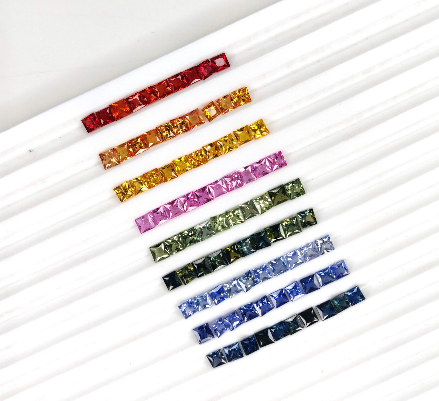 Premium Quality 4mm Natural Multi Sapphire Princess Cut Square Faceted loose gemstone for Jewelry Making