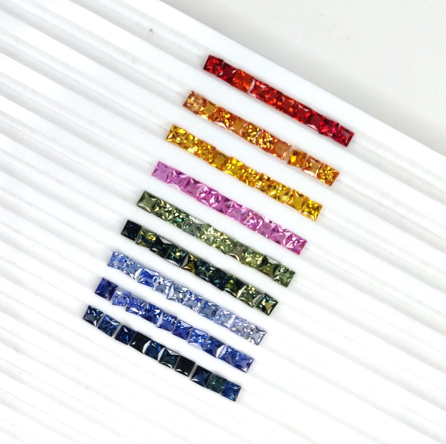 Premium Quality 4mm Natural Multi Sapphire Princess Cut Square Faceted loose gemstone for Jewelry Making