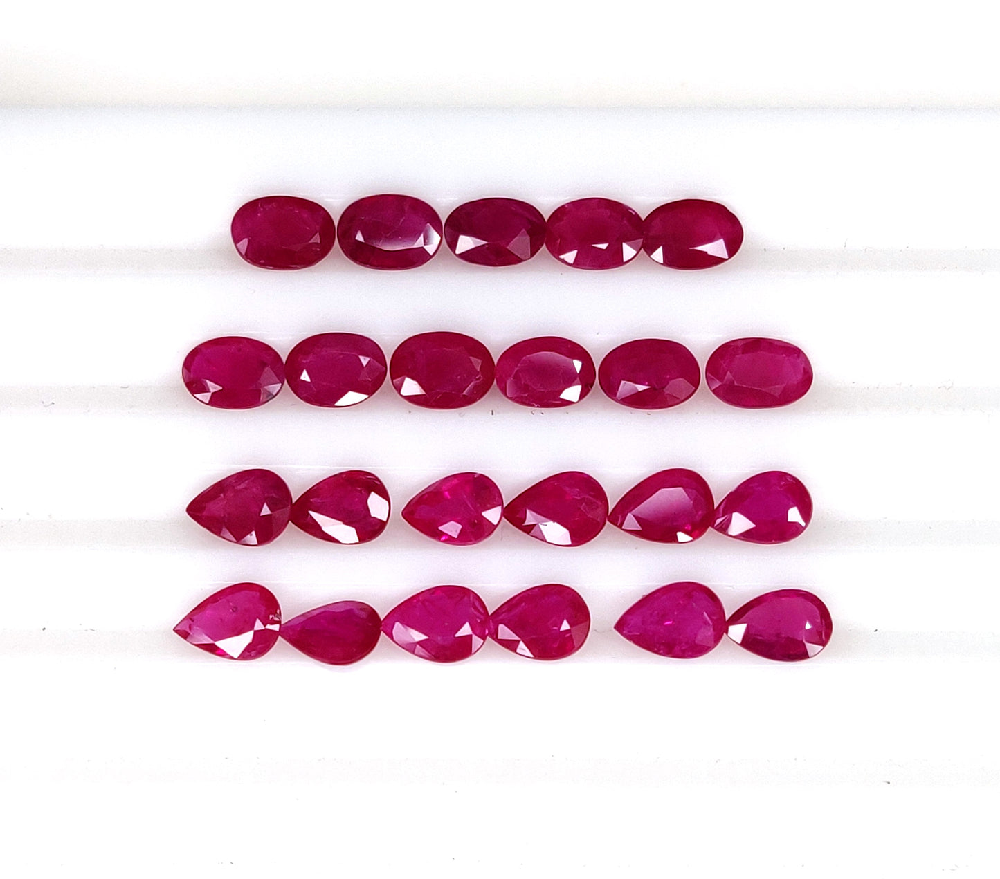 100% Natural Mozambique Ruby Heated Oval and Pear Cut 5x7 mm Reddish Pink Color Fine Cut Loose Gemstones for Bracelet Making