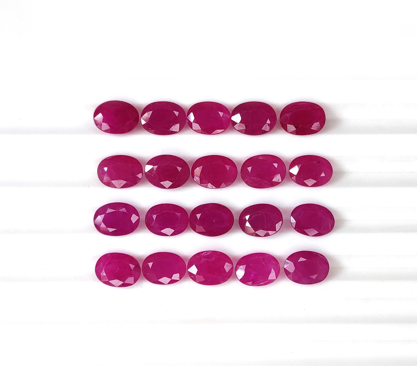 6x8MM Ruby Mozambique Heat Fine Quality 29.00 Carats Oval Cut Faceted 20 Pcs Lot Loose Gemstones for Necklace Jewelry Making