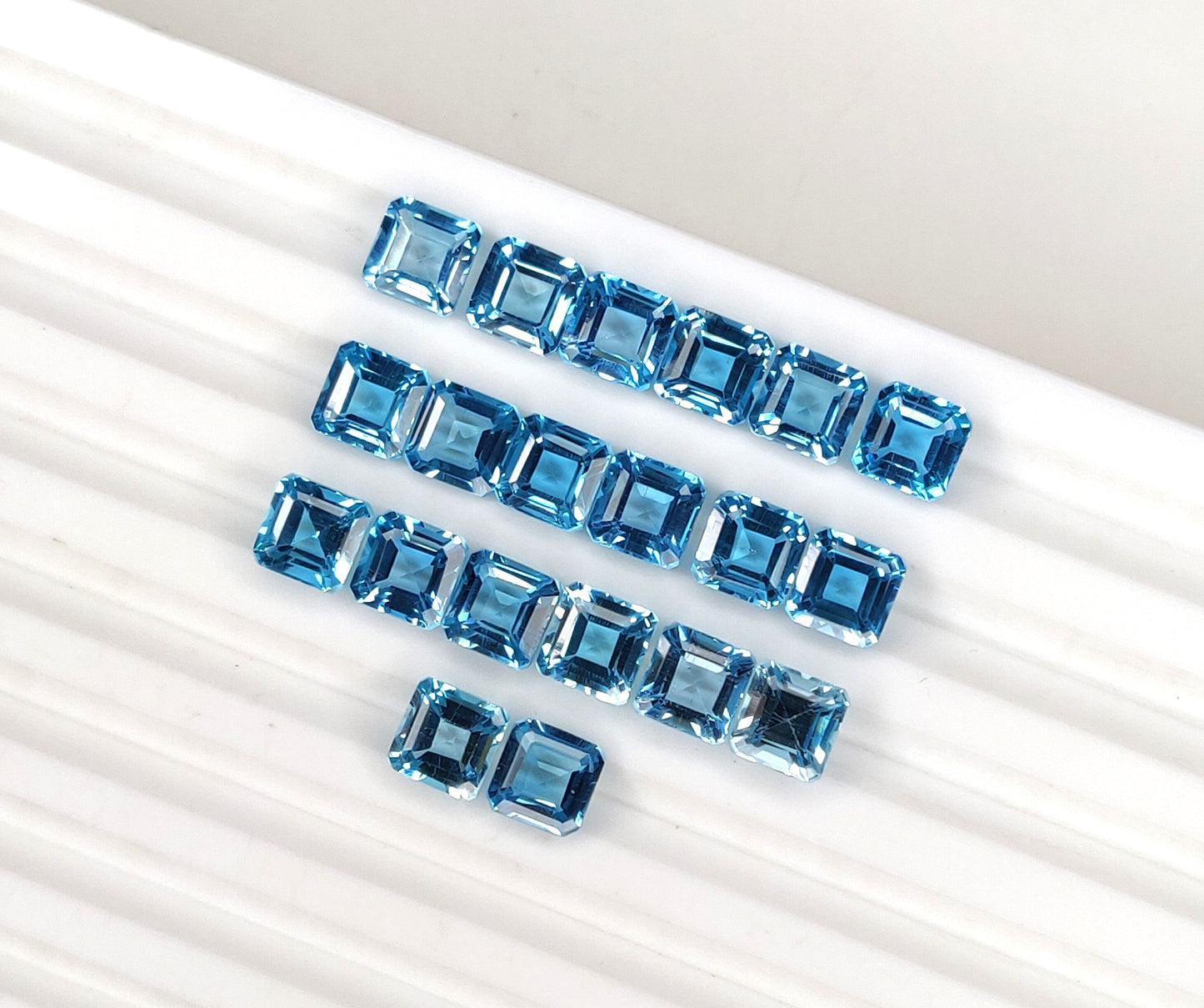 Natural Sky Blue Topaz Gemstone Brilliant Cut Square Cushion Shape Faceted Loose Stones for Jewelry Making
