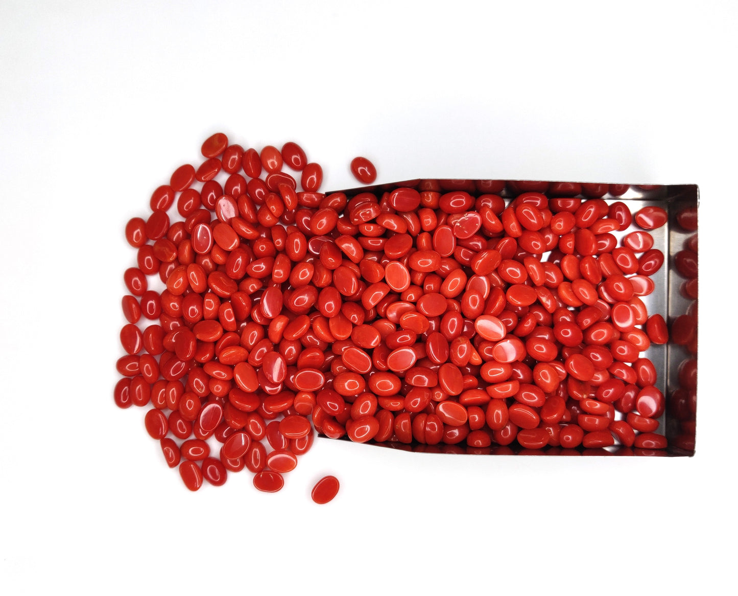 Natural Red Coral Oval 5x7mm Cabochon Calibrated Loose Certified Gemstone Untreated Lot Ready For Jewelry Setting