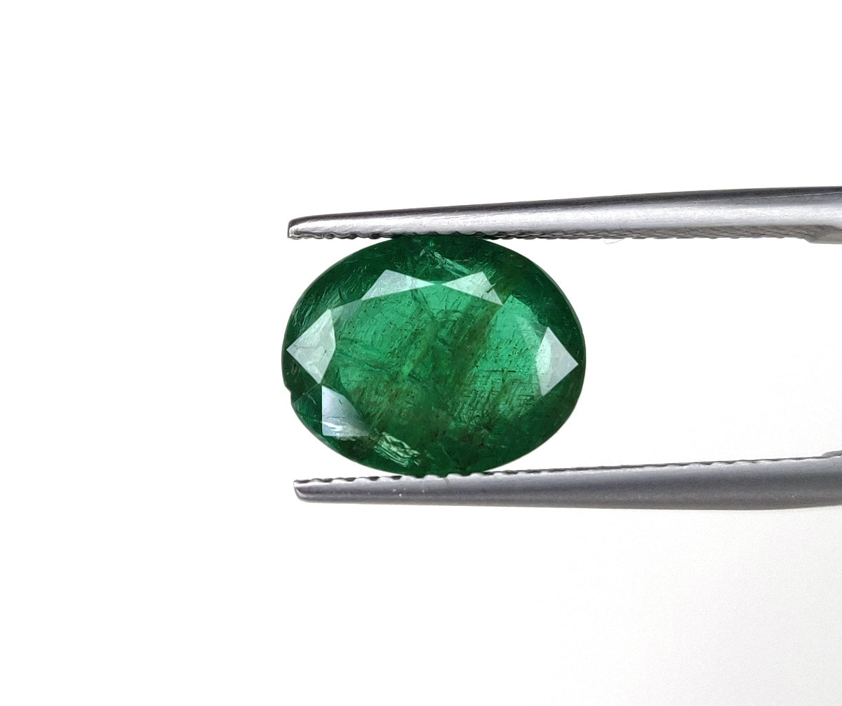 1 Pcs Natural Zambian Emerald 9.15x11.45x5.10 mm Oval Cut 3.60 Carat Vivid Green Ring Size Faceted Gemstone, May Birthstone for Astrology