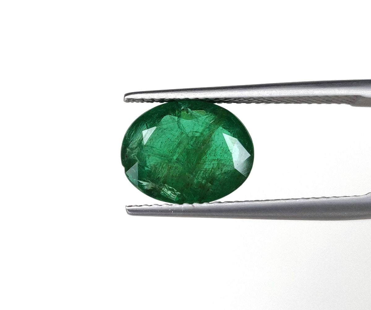 1 Pcs Natural Zambian Emerald 9.15x11.45x5.10 mm Oval Cut 3.60 Carat Vivid Green Ring Size Faceted Gemstone, May Birthstone for Astrology