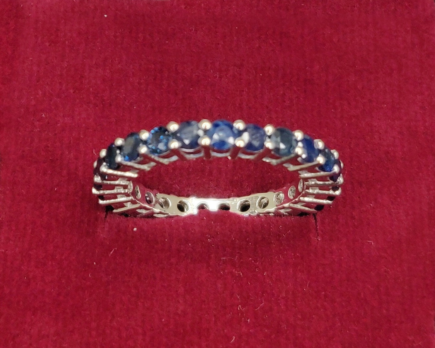 Blue Sapphire Gemstones Round Shape 3mm Size Handmade 925 Sterling Silver Ring for Wedding Attire, Valentine's Day Gift
