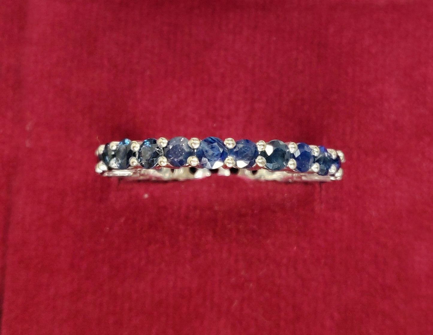 Blue Sapphire Gemstones Round Shape 3mm Size Handmade 925 Sterling Silver Ring for Wedding Attire, Valentine's Day Gift