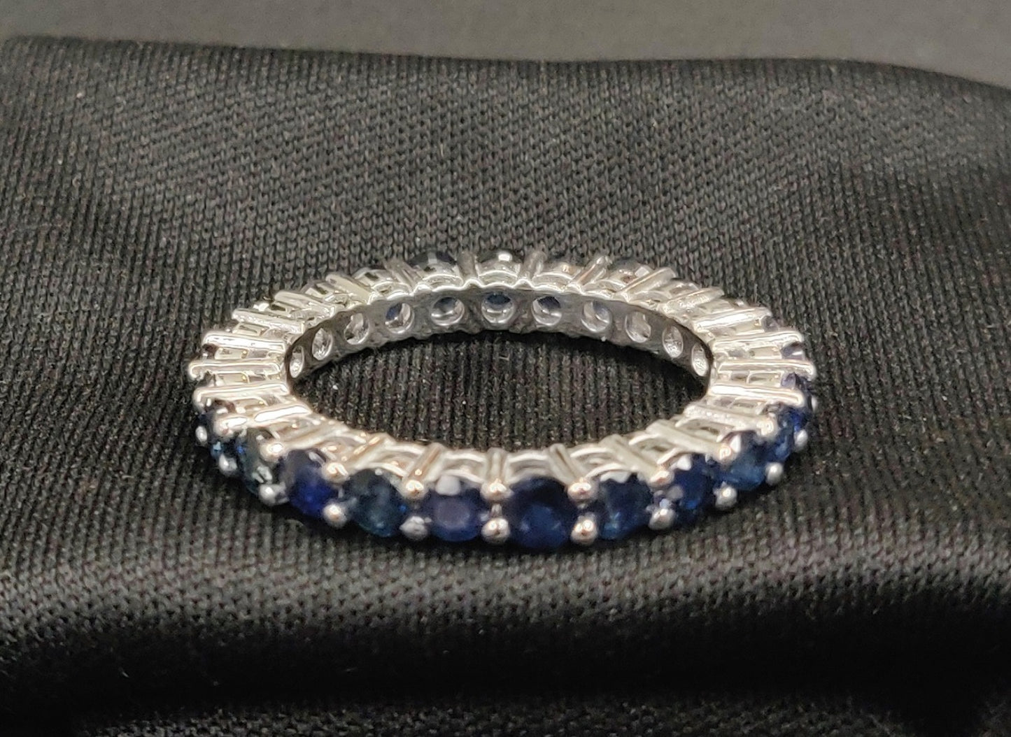 Blue Sapphire Gemstones Round Shape 3mm Size Handmade 925 Sterling Silver Ring for Wedding Attire, Valentine's Day Gift