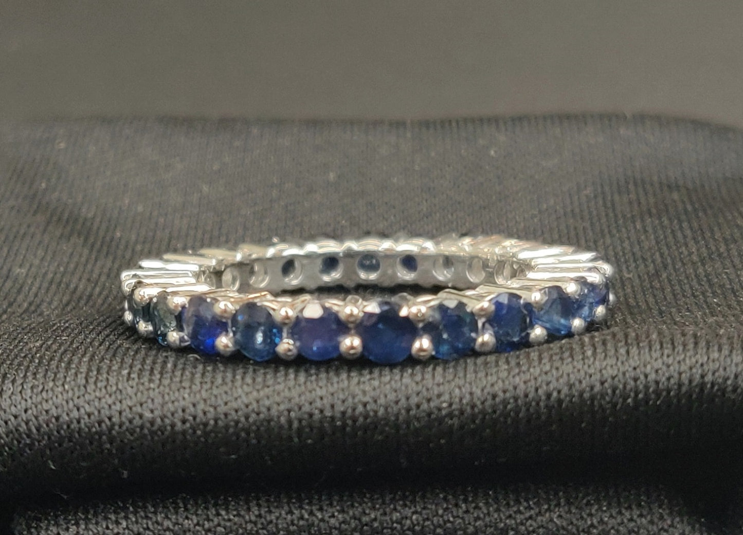 Blue Sapphire Gemstones Round Shape 3mm Size Handmade 925 Sterling Silver Ring for Wedding Attire, Valentine's Day Gift