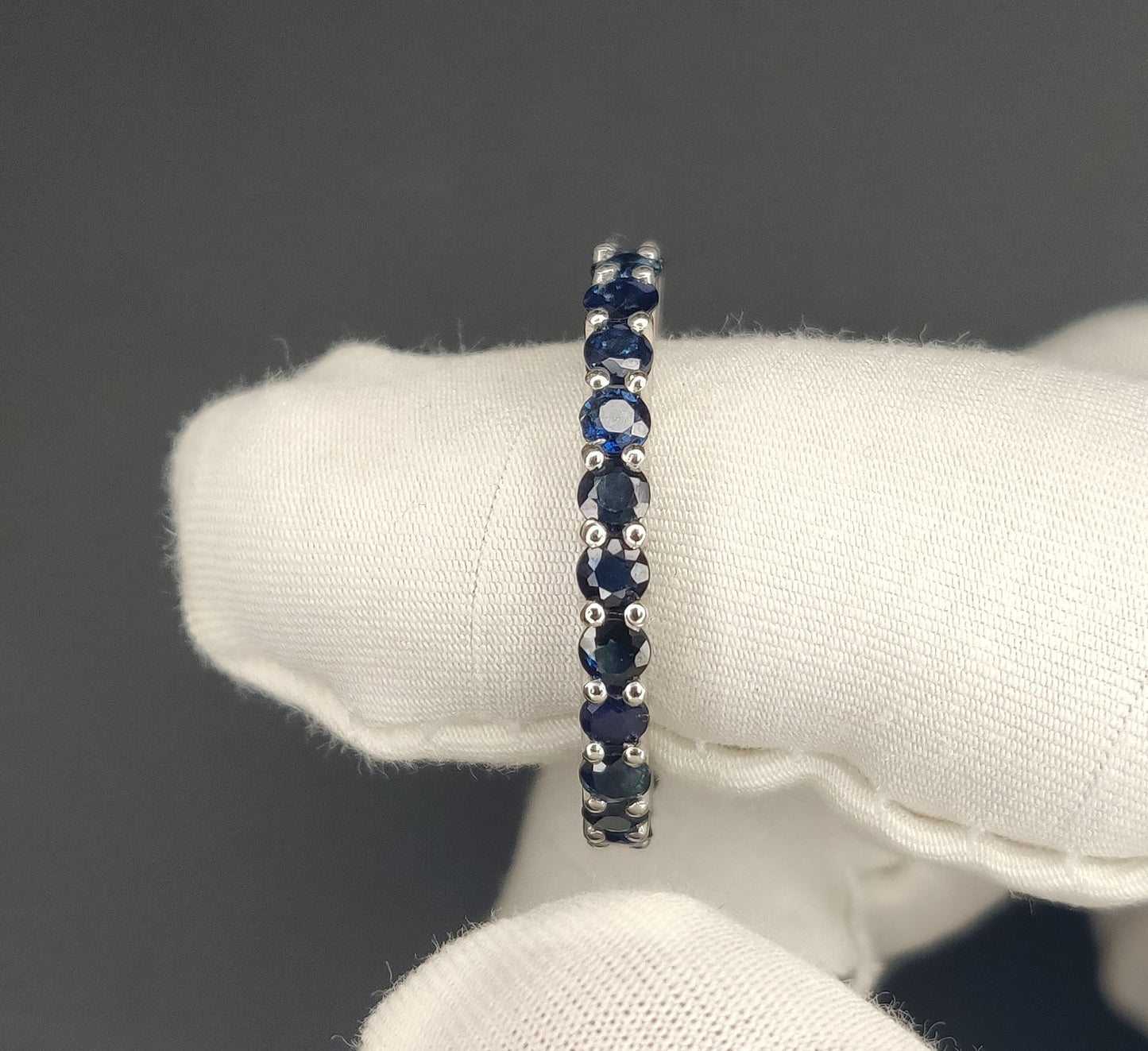 Blue Sapphire Gemstones Round Shape 3mm Size Handmade 925 Sterling Silver Ring for Wedding Attire, Valentine's Day Gift