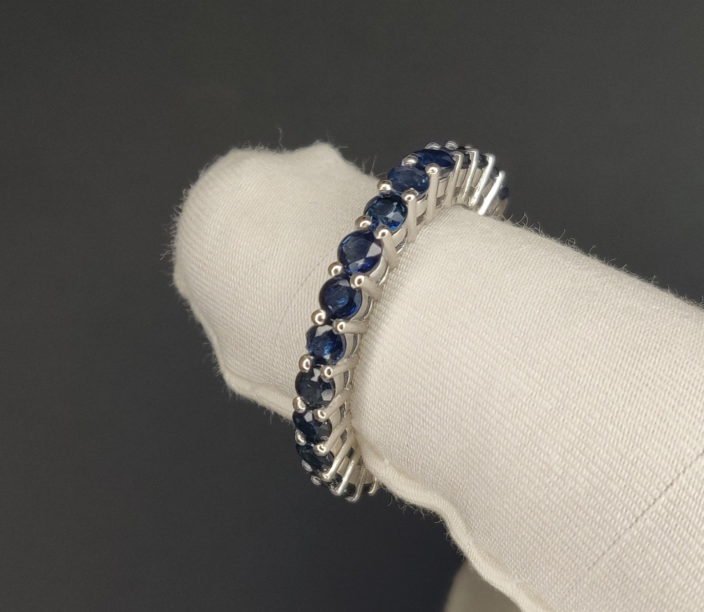 Blue Sapphire Gemstones Round Shape 3mm Size Handmade 925 Sterling Silver Ring for Wedding Attire, Valentine's Day Gift
