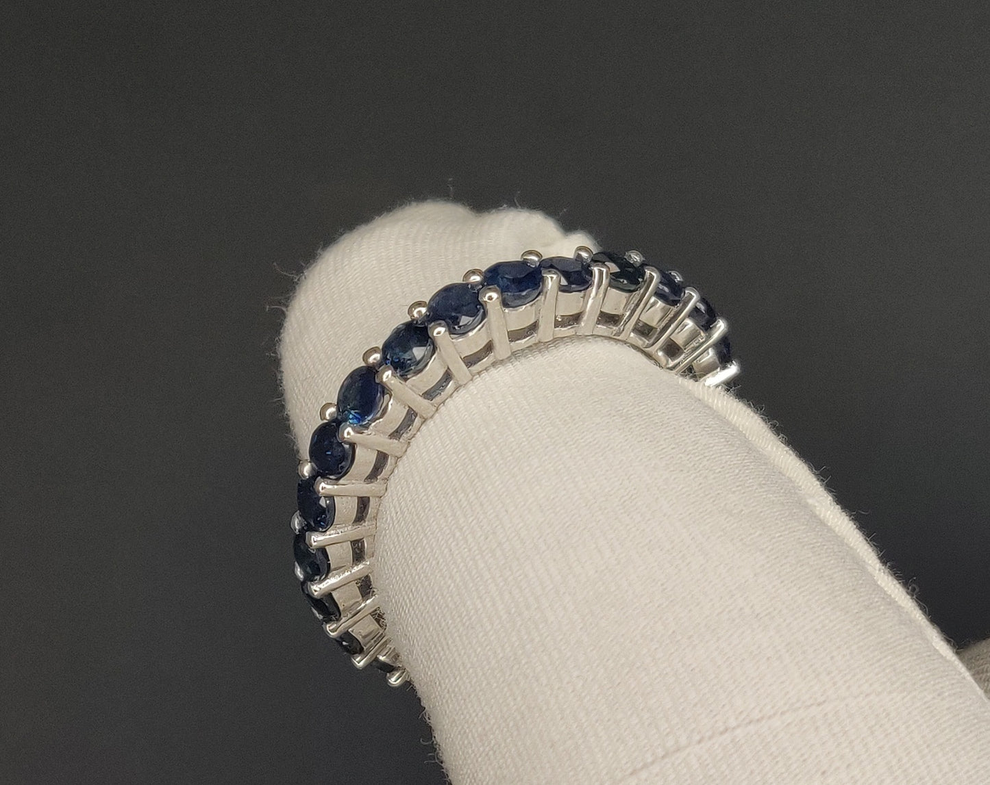 Blue Sapphire Gemstones Round Shape 3mm Size Handmade 925 Sterling Silver Ring for Wedding Attire, Valentine's Day Gift