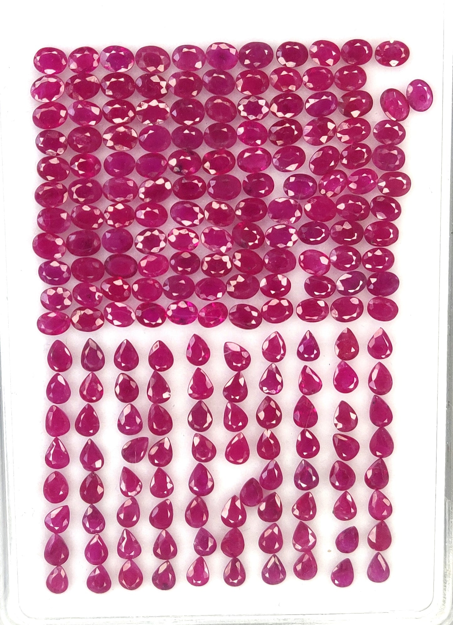 Natural Fine Quality Heat-Treated Calibrated Burma Ruby 3x4 mm Oval Pear Shape Red Color Loose Gemstones for Making Jewellery