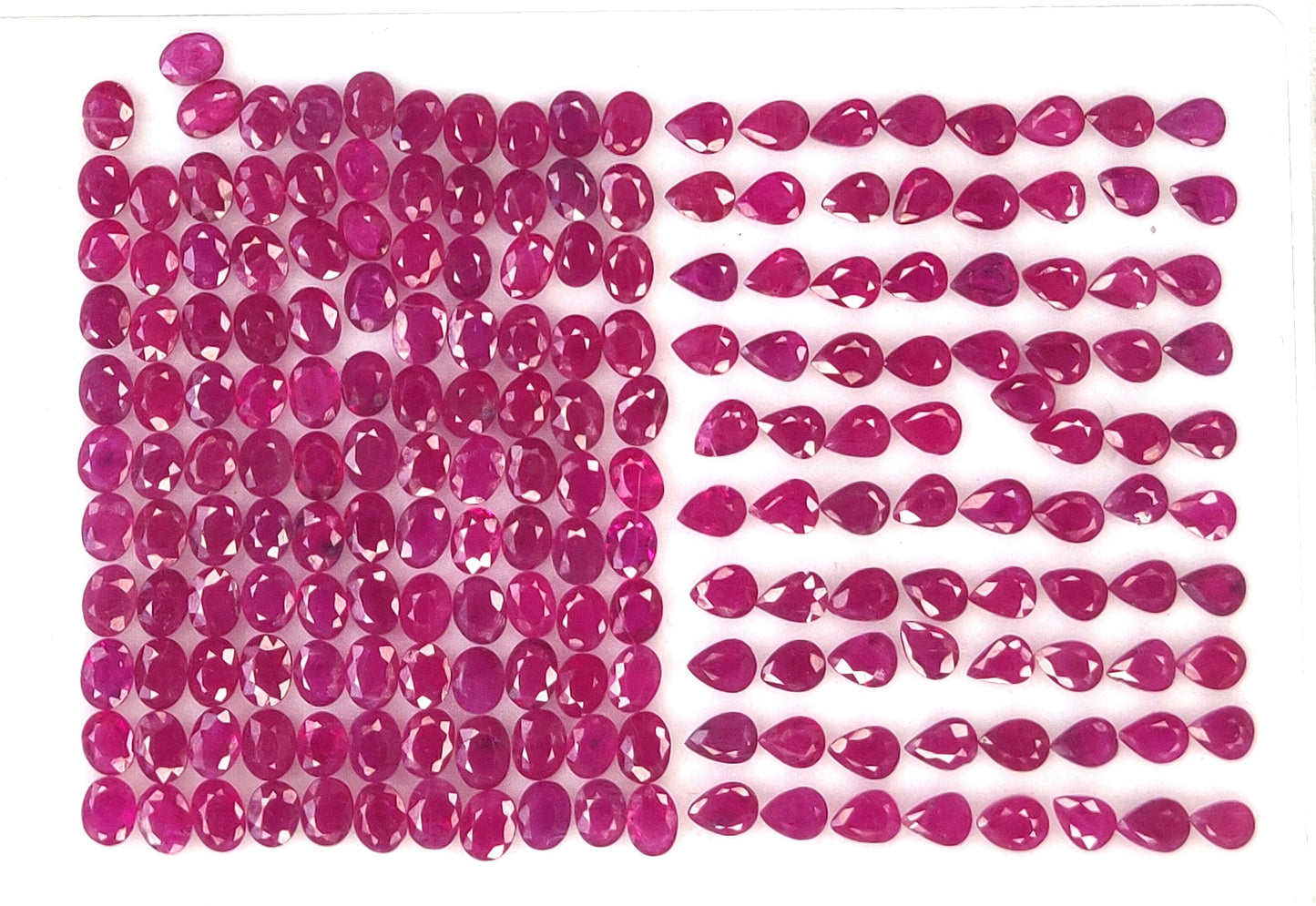 Natural Fine Quality Heat-Treated Calibrated Burma Ruby 3x4 mm Oval Pear Shape Red Color Loose Gemstones for Making Jewellery