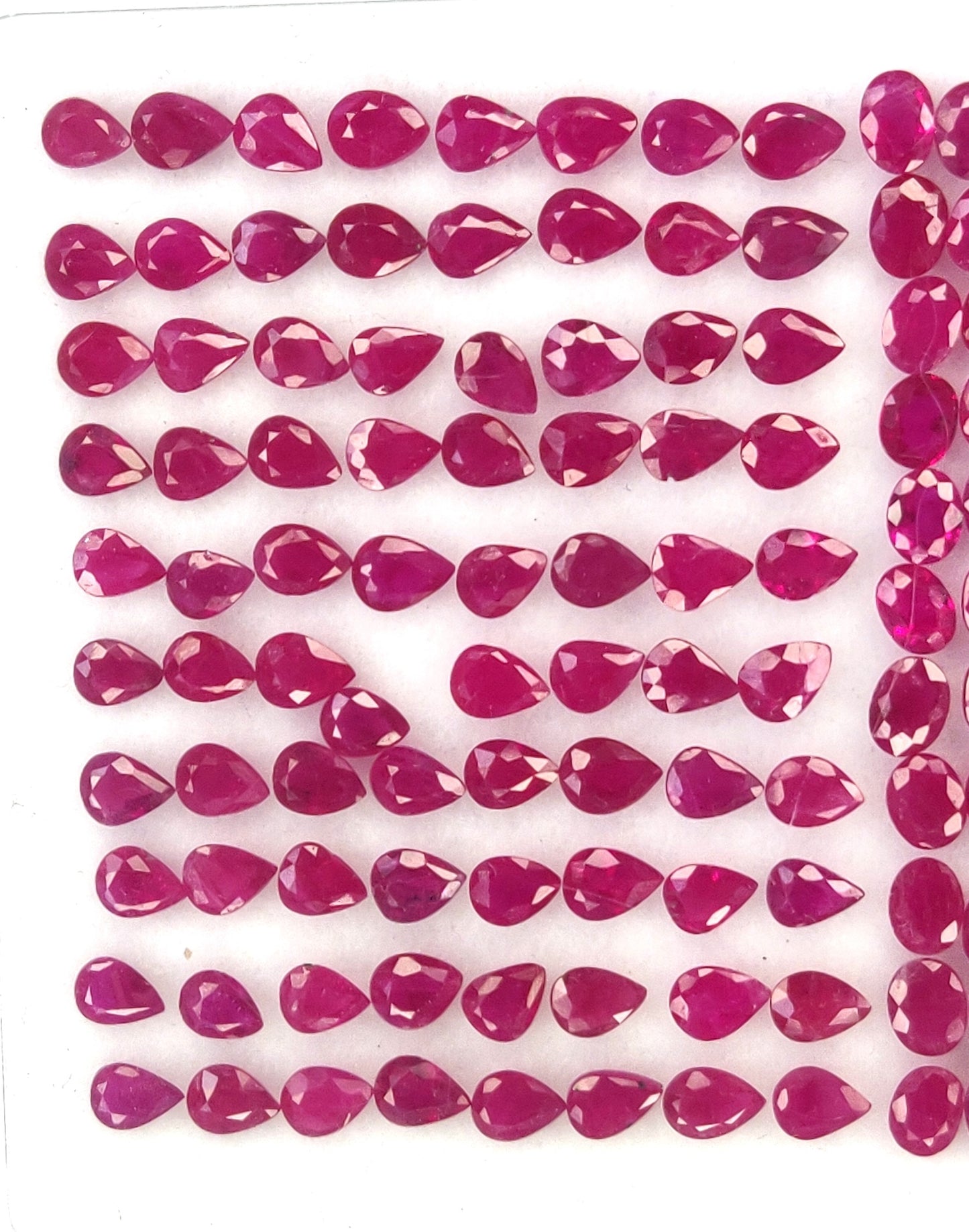 Natural Fine Quality Heat-Treated Calibrated Burma Ruby 3x4 mm Oval Pear Shape Red Color Loose Gemstones for Making Jewellery