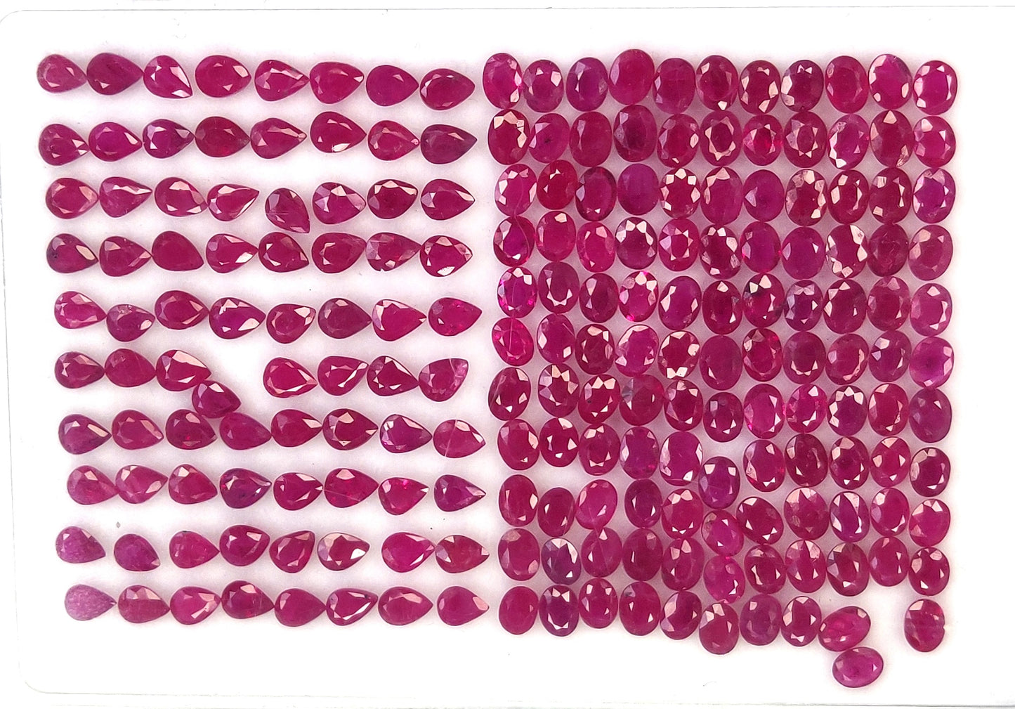 Natural Fine Quality Heat-Treated Calibrated Burma Ruby 3x4 mm Oval Pear Shape Red Color Loose Gemstones for Making Jewellery