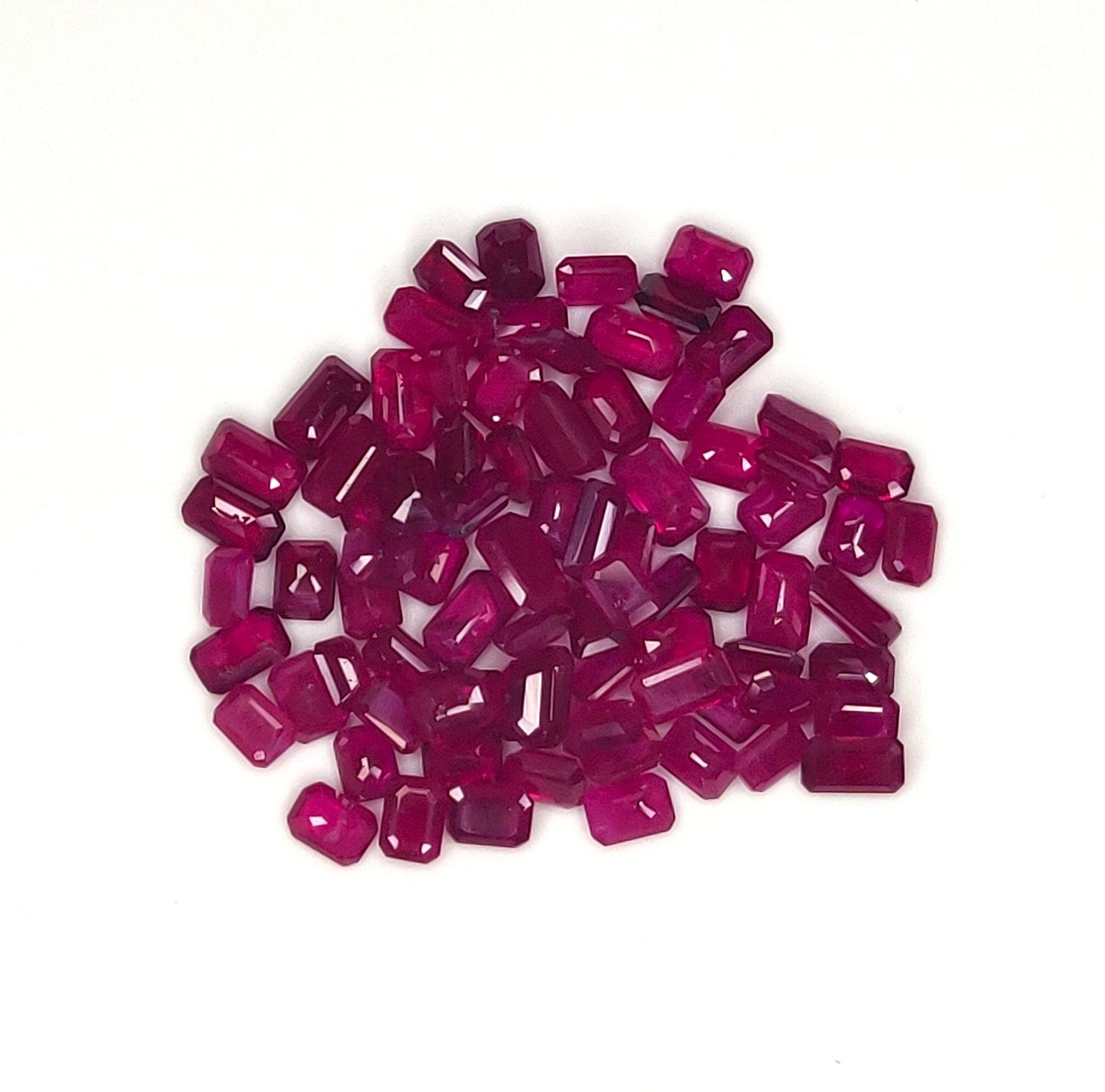 High Quality Natural Pinkish Red 3x4-3x5mm Emerald Cut Octagon Shape Heated Burma Ruby Loose Gemstones for Jewelry