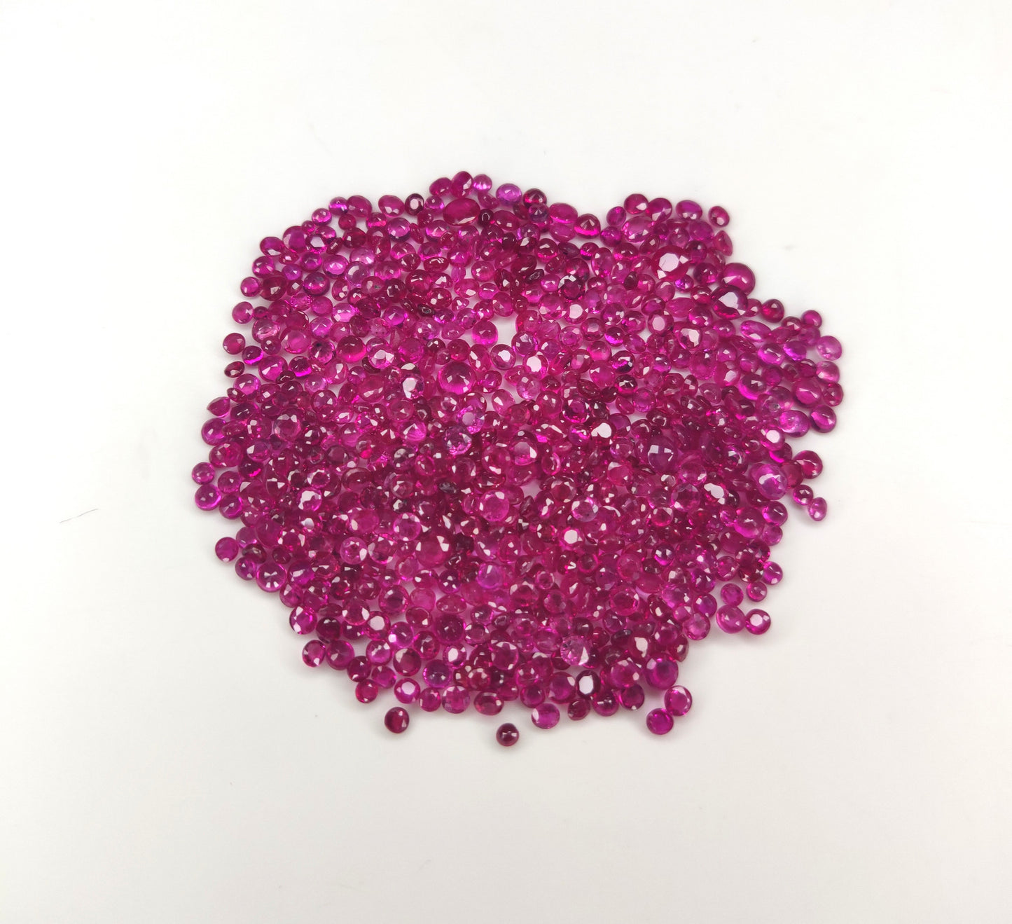 High Quality Natural Reddish Pink 2-3mm Round Shape Burma Ruby Heated Calibration Size Loose Gemstones for Making Jewellery