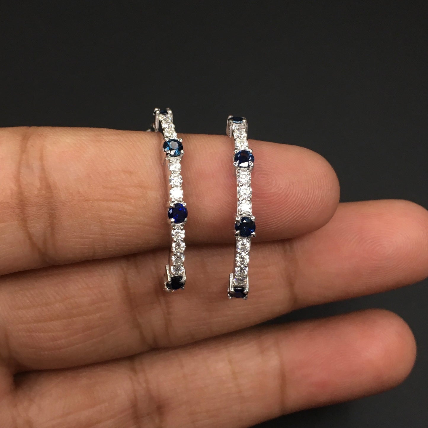 Natural Blue Sapphire 3x4 Pendant Set with Earrings 925 Sterling Silver, Sapphire Jewelry, September Birthstone, Wedding Jewelry Set