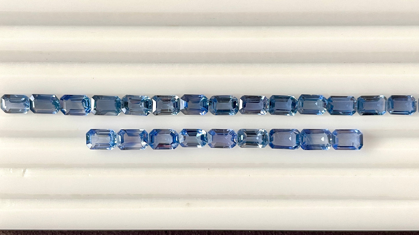 Fine Quality Blue Sapphire Heated 6x4 mm Octagon Cut Stones Natural Loose Gemstone for Jewelry Making