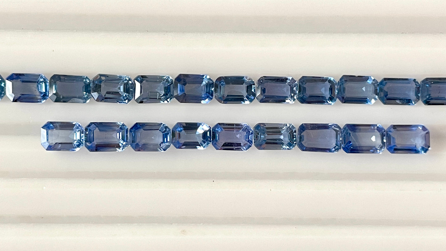 Fine Quality Blue Sapphire Heated 6x4 mm Octagon Cut Stones Natural Loose Gemstone for Jewelry Making