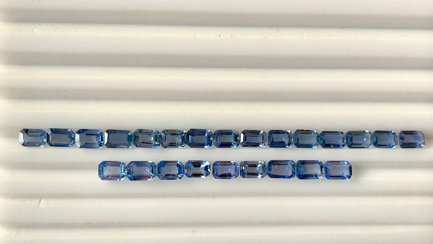 Fine Quality Blue Sapphire Heated 6x4 mm Octagon Cut Stones Natural Loose Gemstone for Jewelry Making
