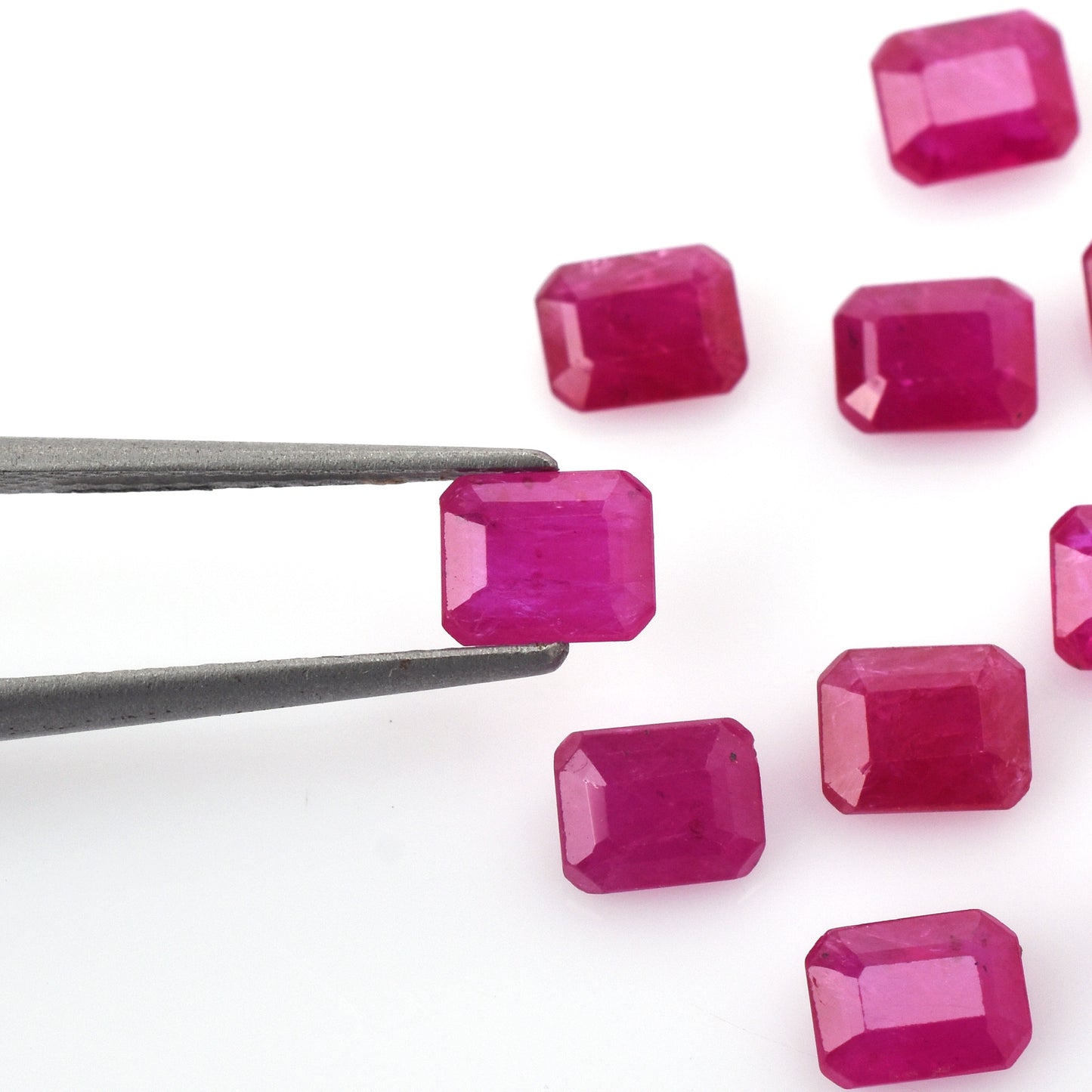 0.54 Carat Ruby Octagon Cut 5x4 mm Faceted Loose Gemstone Calibrated Reddish Pink Color Stones for Making Jewelry