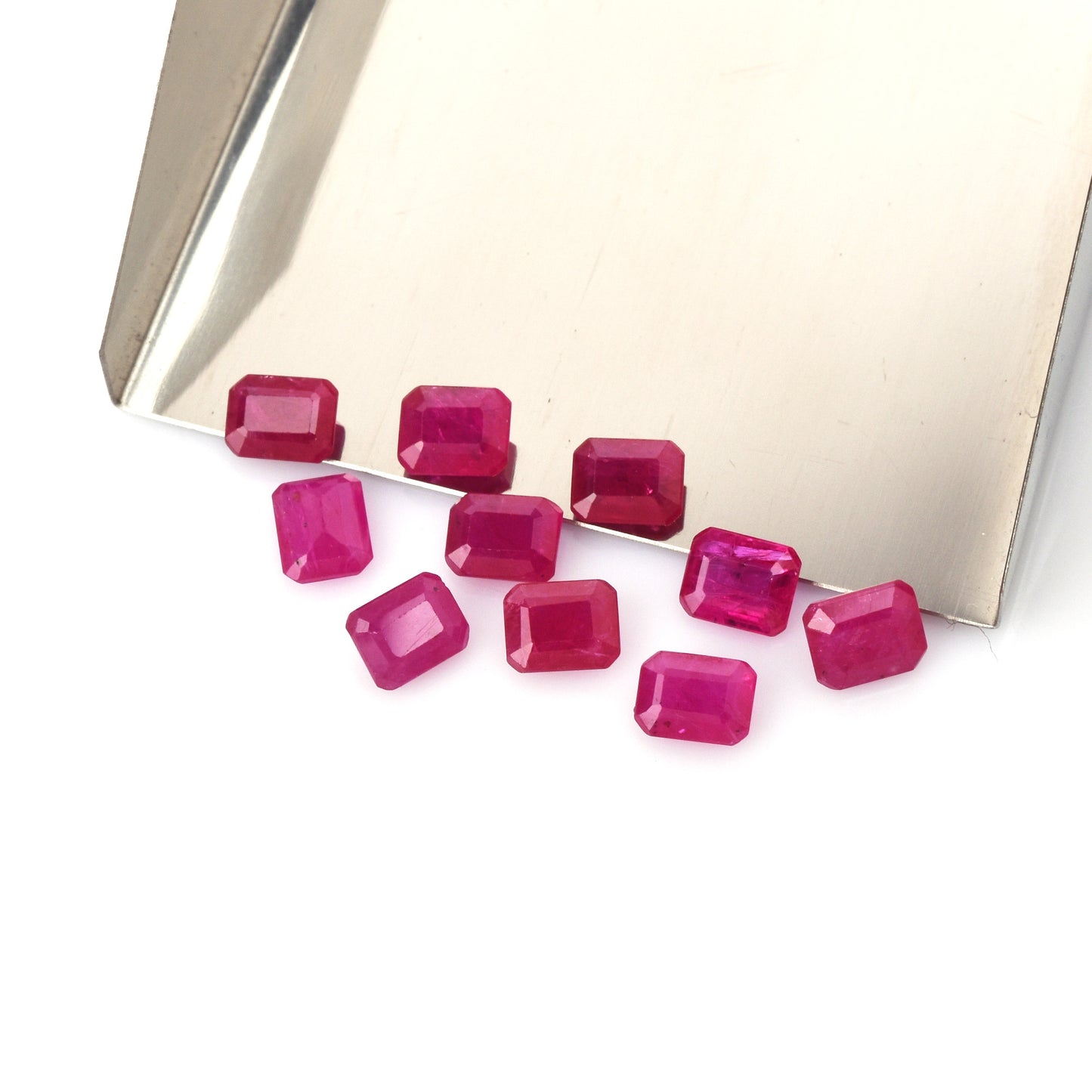 0.54 Carat Ruby Octagon Cut 5x4 mm Faceted Loose Gemstone Calibrated Reddish Pink Color Stones for Making Jewelry